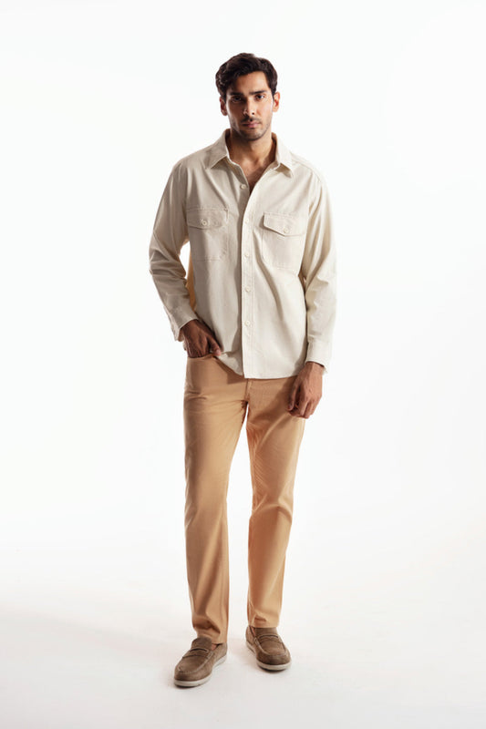 Denim Chino Crossover Pants - Rust Brown