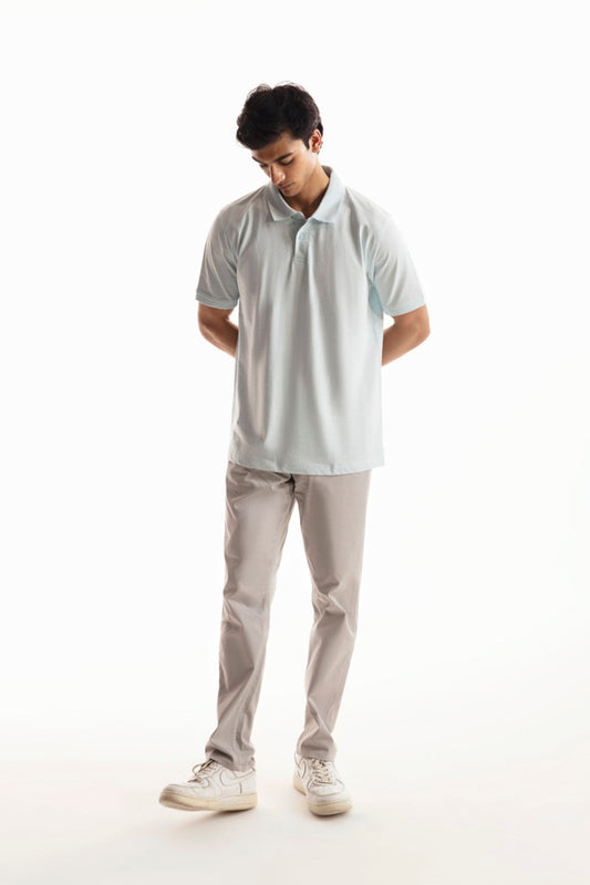 Denim Chino Crossover Pants - Light Grey