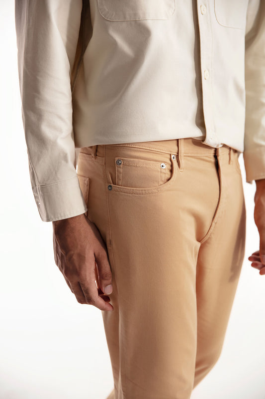 Denim Chino Crossover Pants - Rust Brown