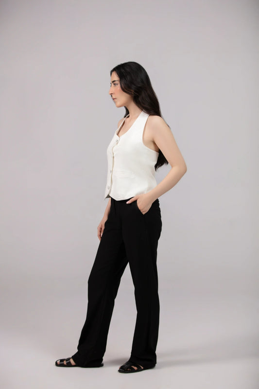 Halter Neck Linen Waist Top