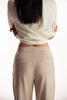 Beige Full Length Straight Pant