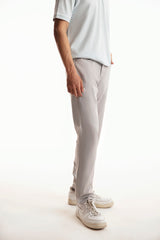 Denim Chino Crossover Pants - Light Grey