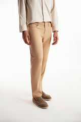 Denim Chino Crossover Pants - Rust Brown