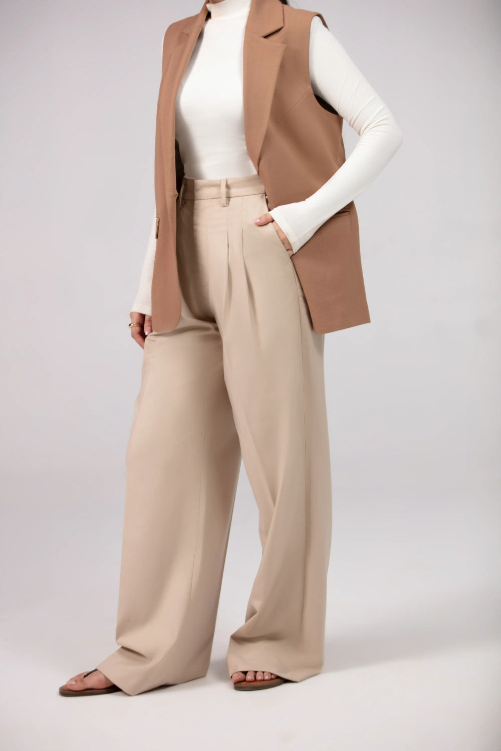 Wide Leg Pants For Women - Double Pleats