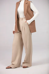 Wide Leg Pants For Women - Double Pleats