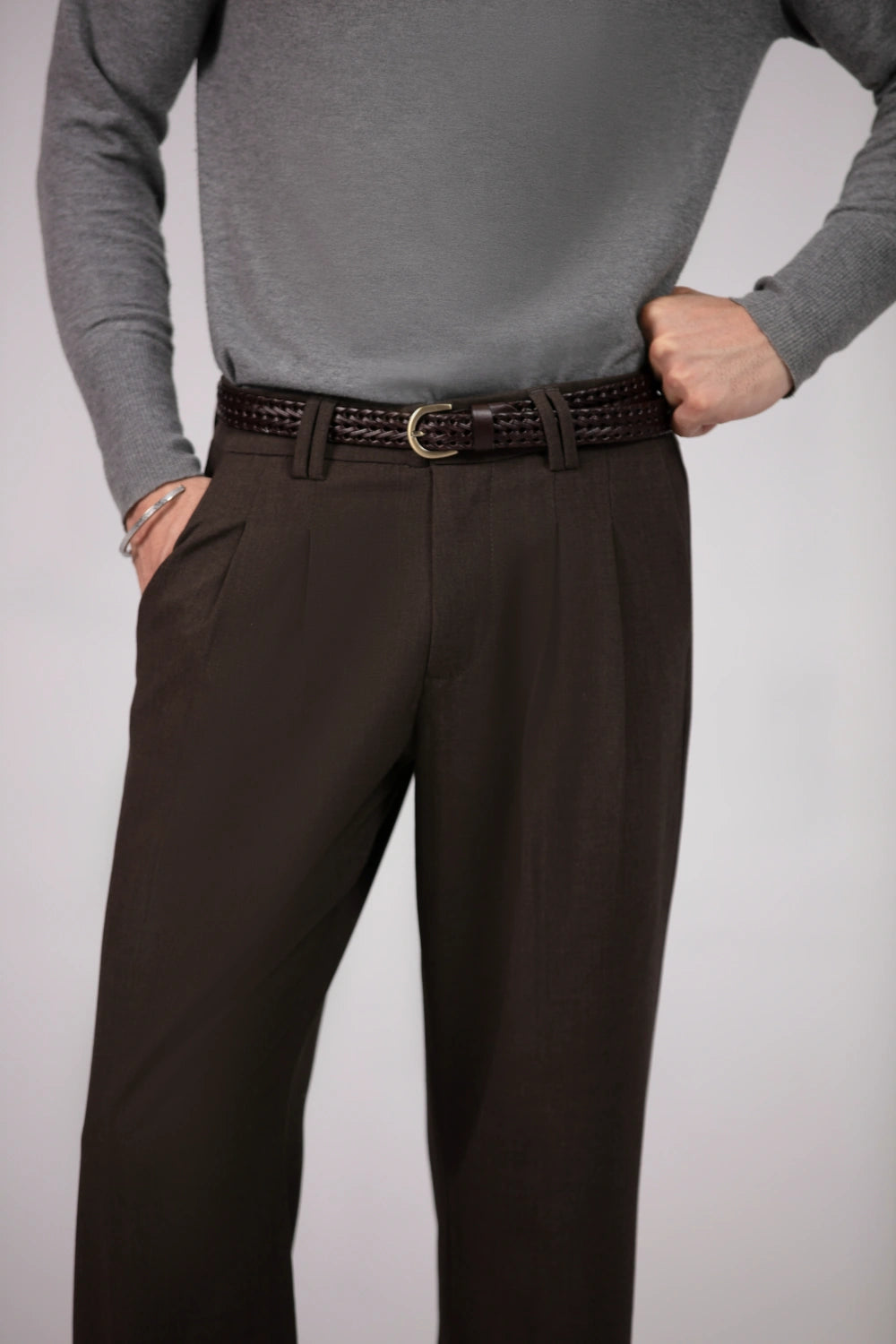 Wide Leg Pants for Men - Double Pleats