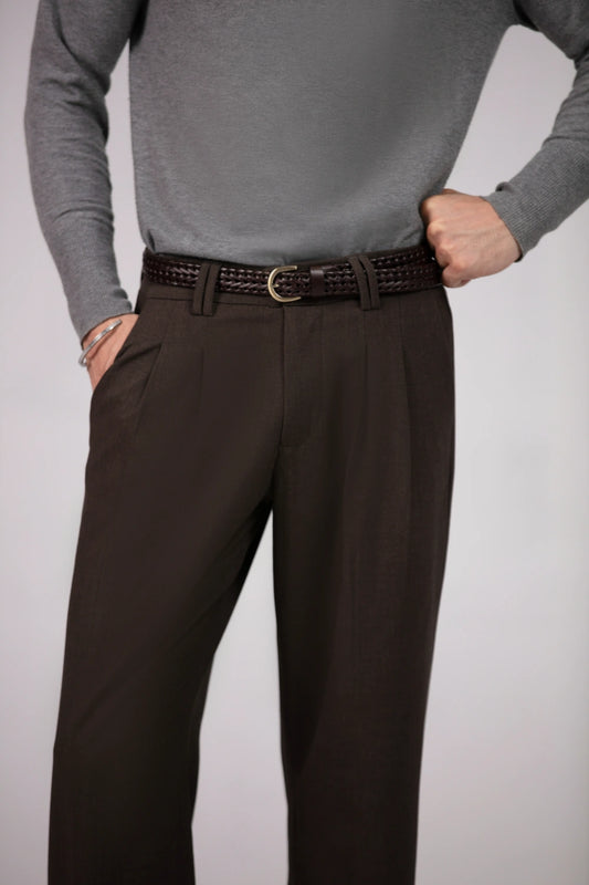 Wide Leg Pants for Men - Double Pleats