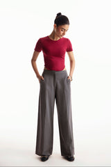 Grey Full Length Straight Pants