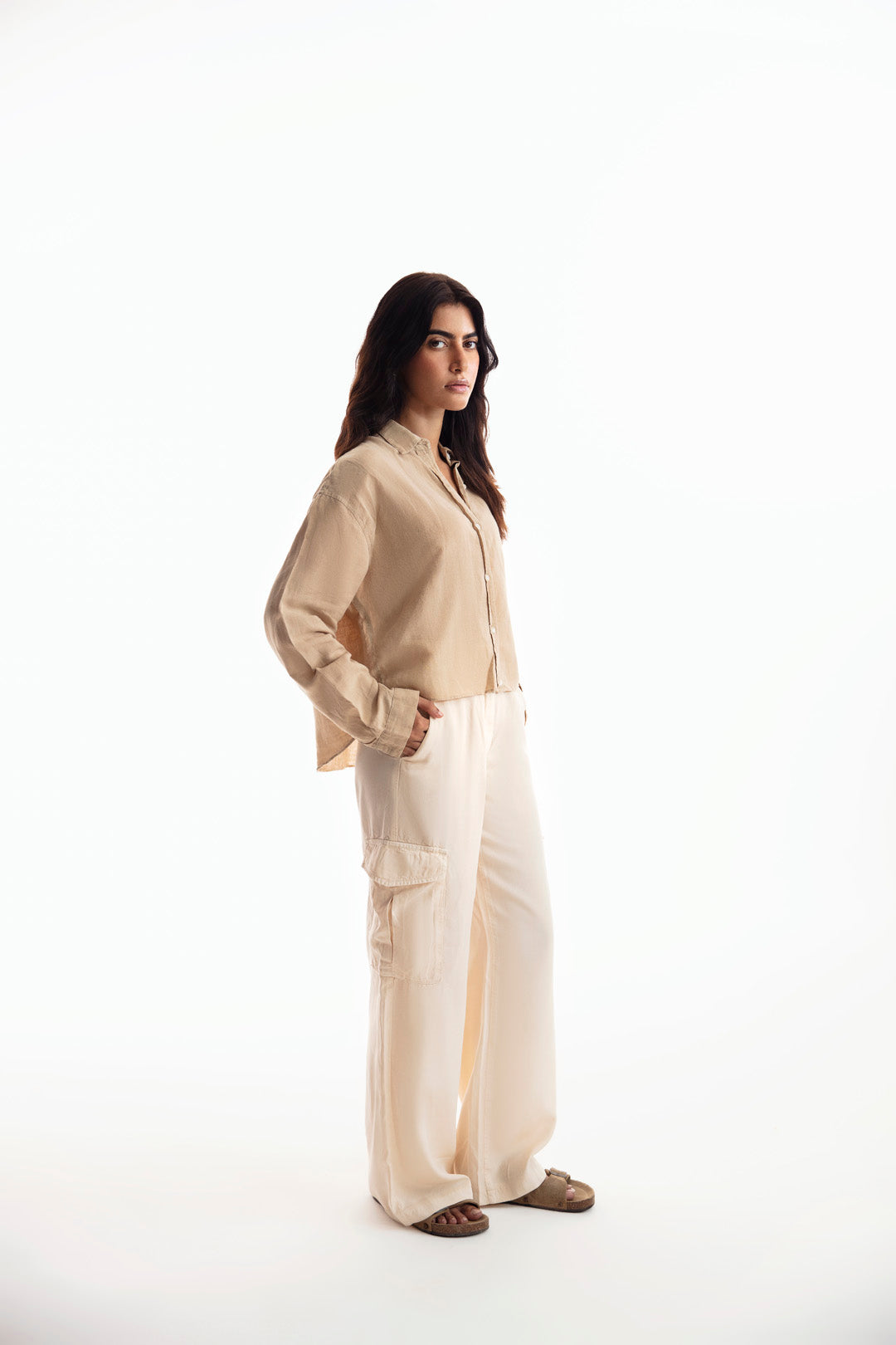 Ivory Crossover Wide Leg Cargo