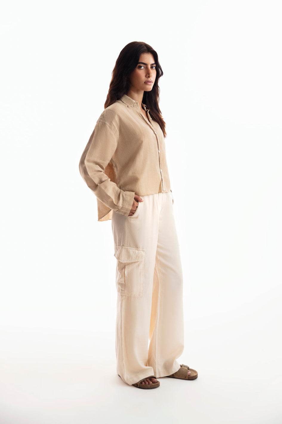 Ivory Crossover Wide Leg Cargo-thumbmail-4