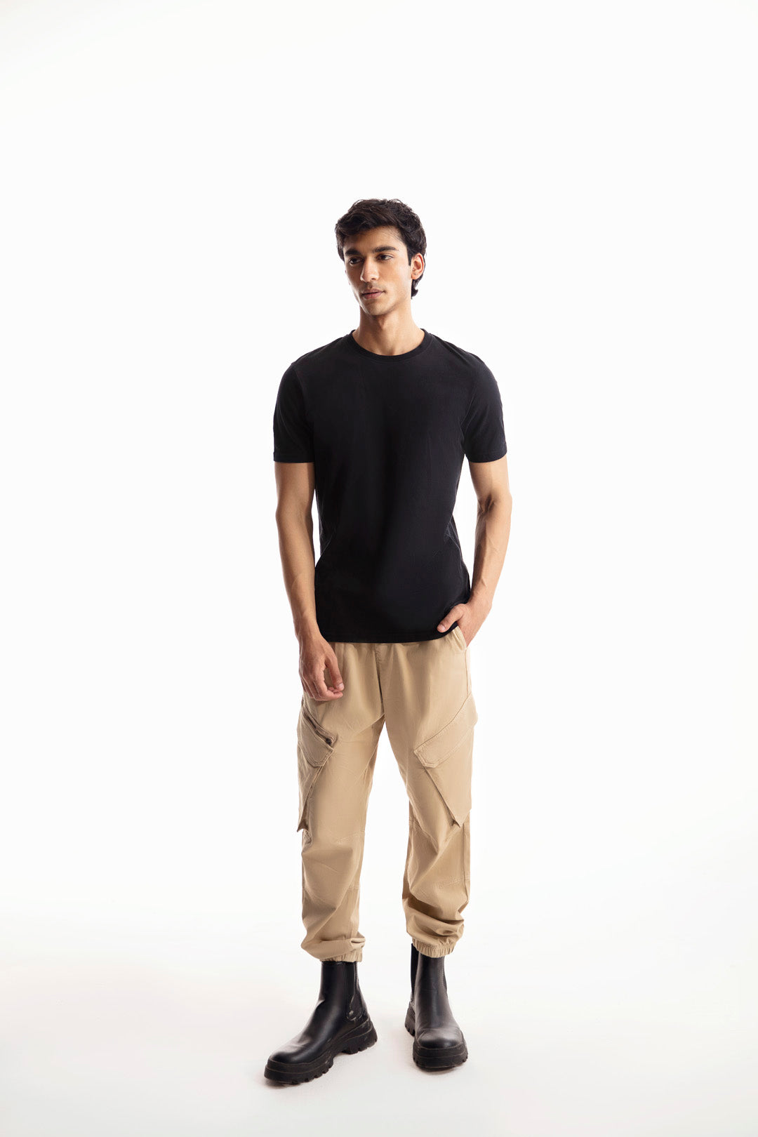 Dull Brown Cargo Pants With Rubber Tag