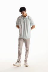 Denim Chino Crossover Pants - Light Grey