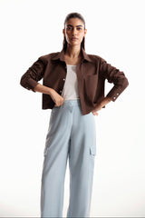 Powder Blue Crossover Wide Leg Cargo