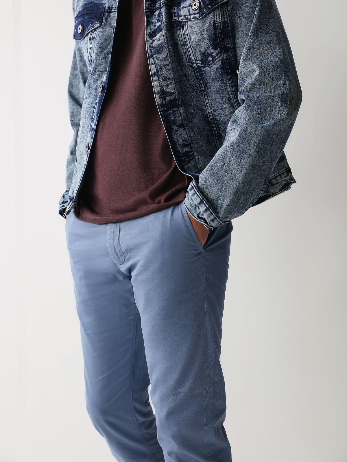 Marine Blue Slim Fit Chino Pants-thumbmail-3