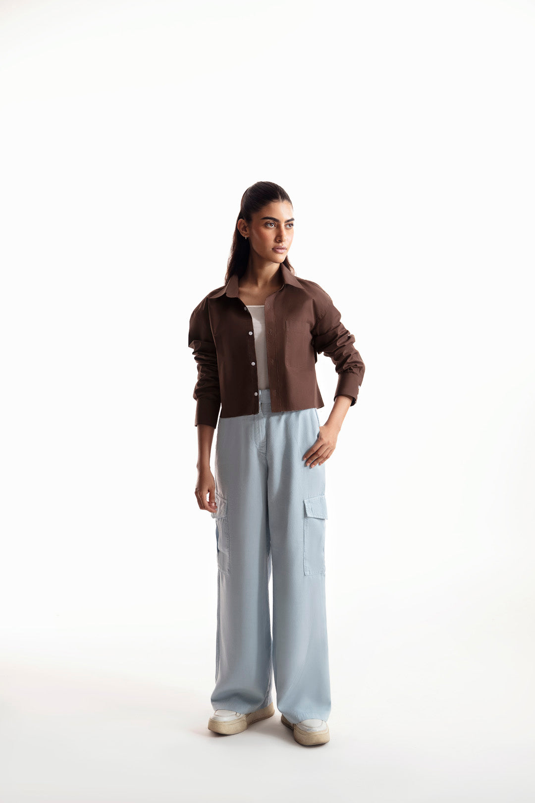 Powder Blue Crossover Wide Leg Cargo