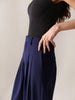 Navy Wide Leg With Double Pleats