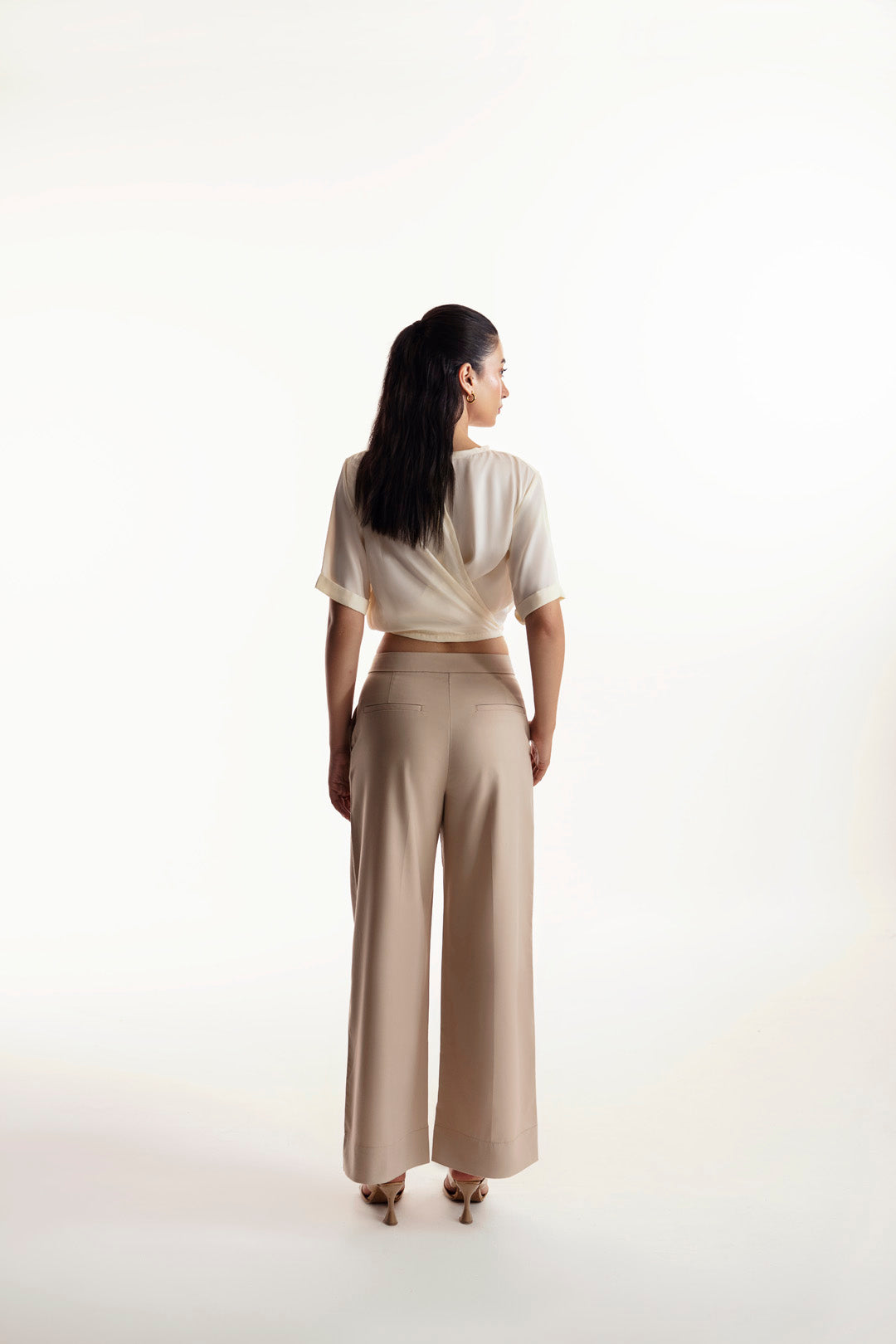 Beige Full Length Straight Pant