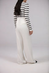 Linen Wide Leg Pants For Women - Double Pleats
