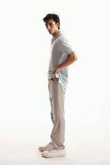 Denim Chino Crossover Pants - Light Grey