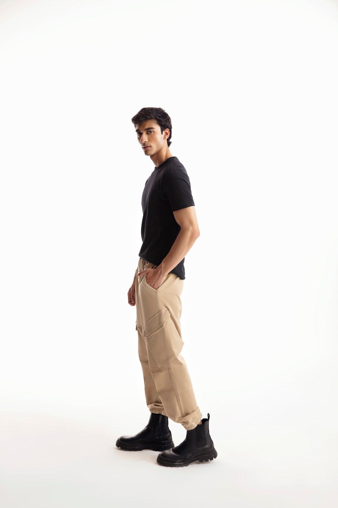 Dull Brown Cargo Pants With Rubber Tag