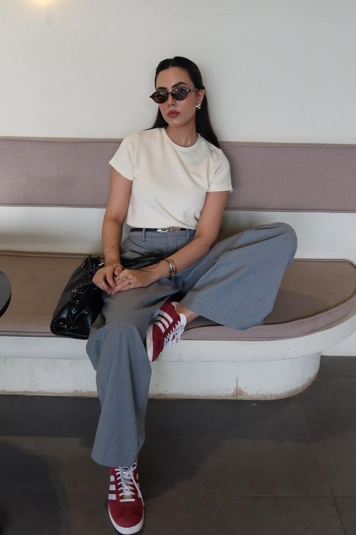 Pinstripes Pleated Wide Leg Pants-thumbmail-4