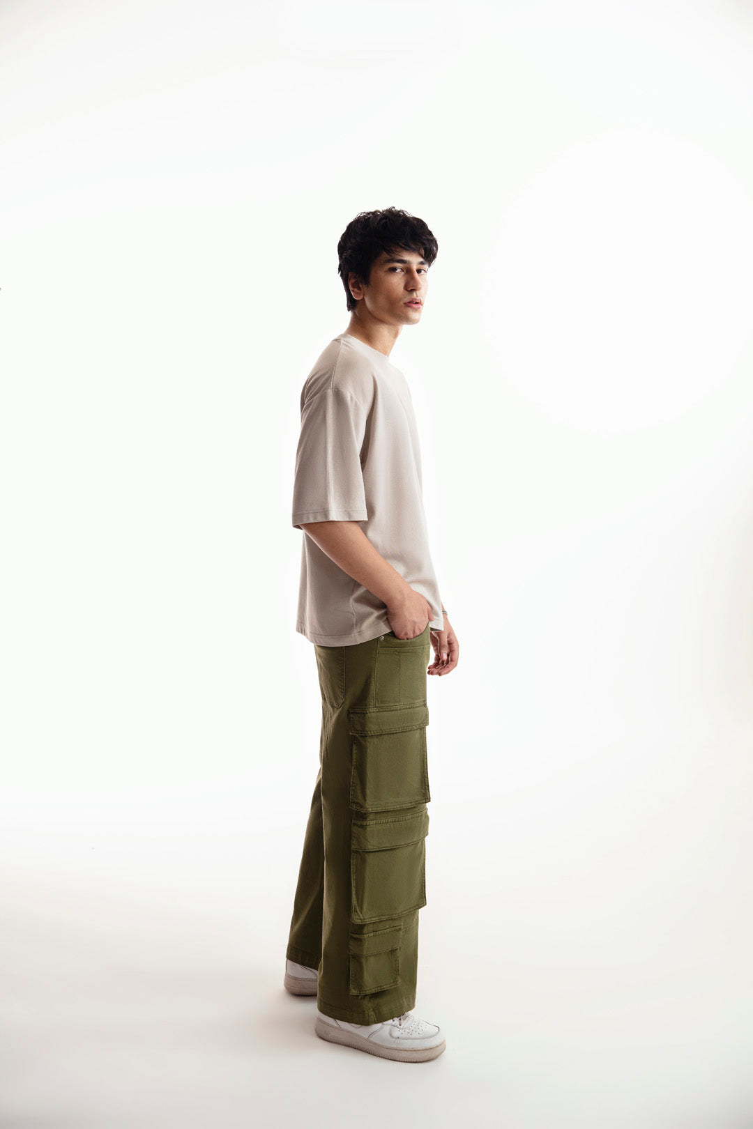 Military Green Wide Leg Cargos