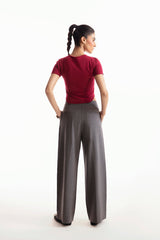 Grey Full Length Straight Pants