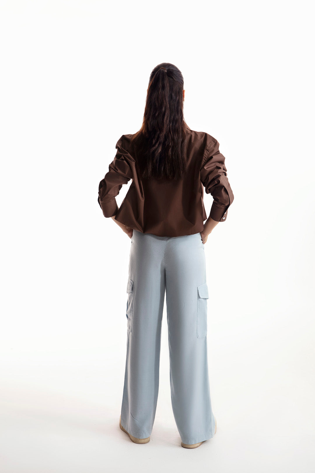 Powder Blue Crossover Wide Leg Cargo