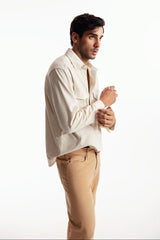 Denim Chino Crossover Pants - Rust Brown
