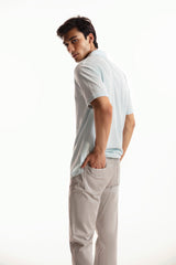 Denim Chino Crossover Pants - Light Grey