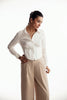 Beige Wide Leg With Single Pleat