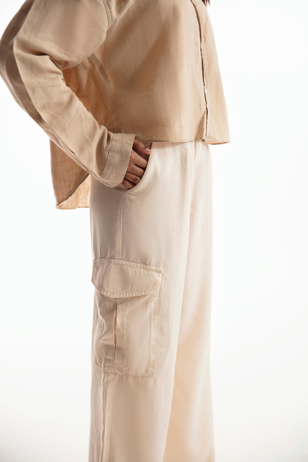Ivory Crossover Wide Leg Cargo-thumbmail-3