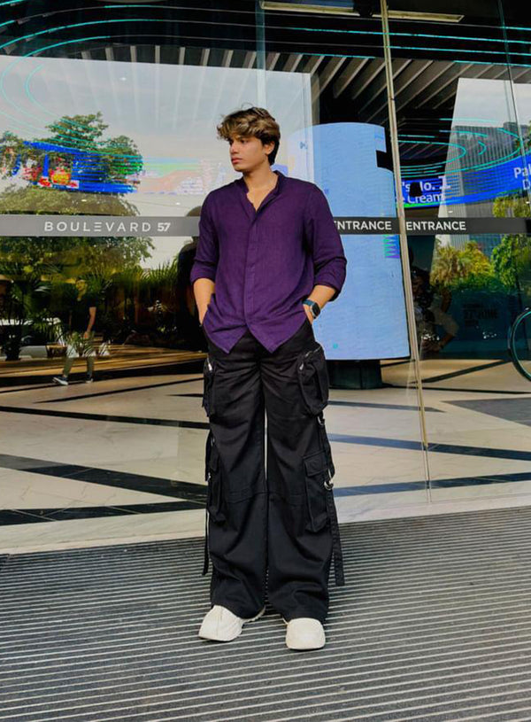 Black Wide Leg Baggy Cargos extra image