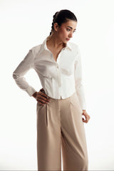 Wide leg pleated pants