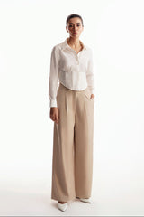 Wide leg pleated pants