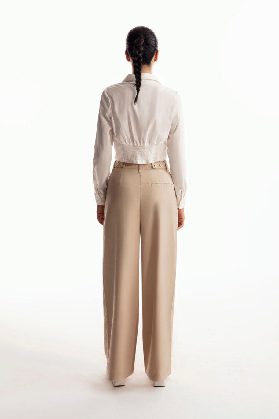 Wide leg pleated pants