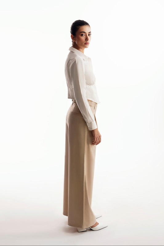 Wide leg pleated pants