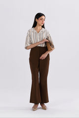 BeltlessBootcutPants-Brown