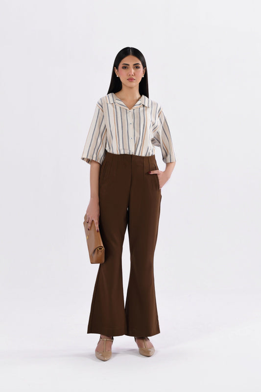 BeltlessBootcutPants-Brown