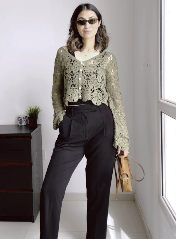Black Baggy Fit High Waisted Pants extra image