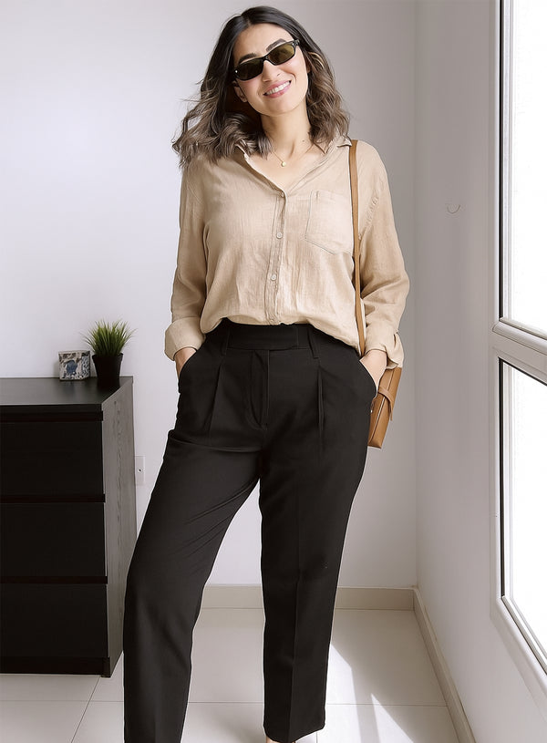 Black Baggy Fit High Waisted Pants extra image