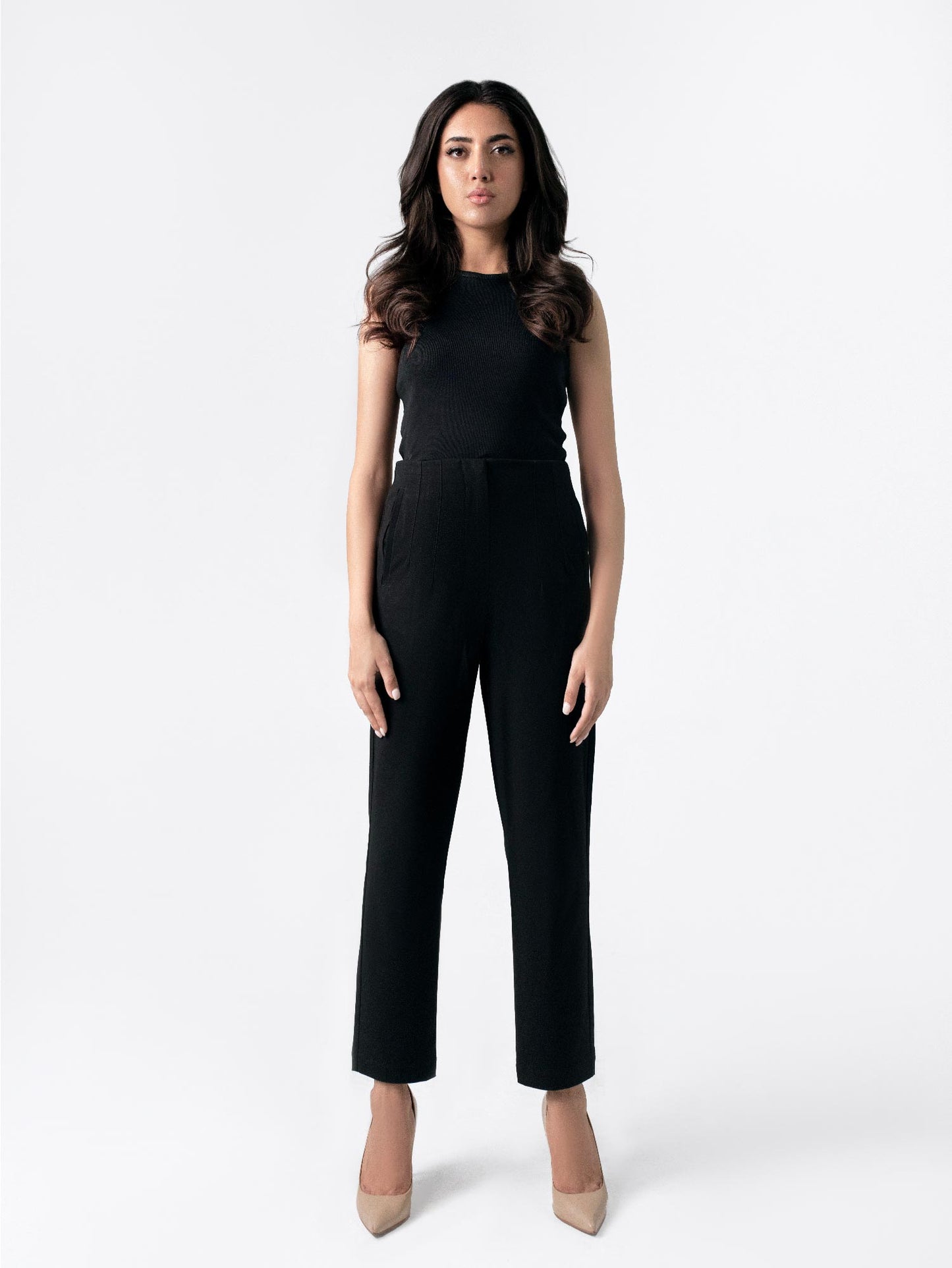 black high waisted pants women