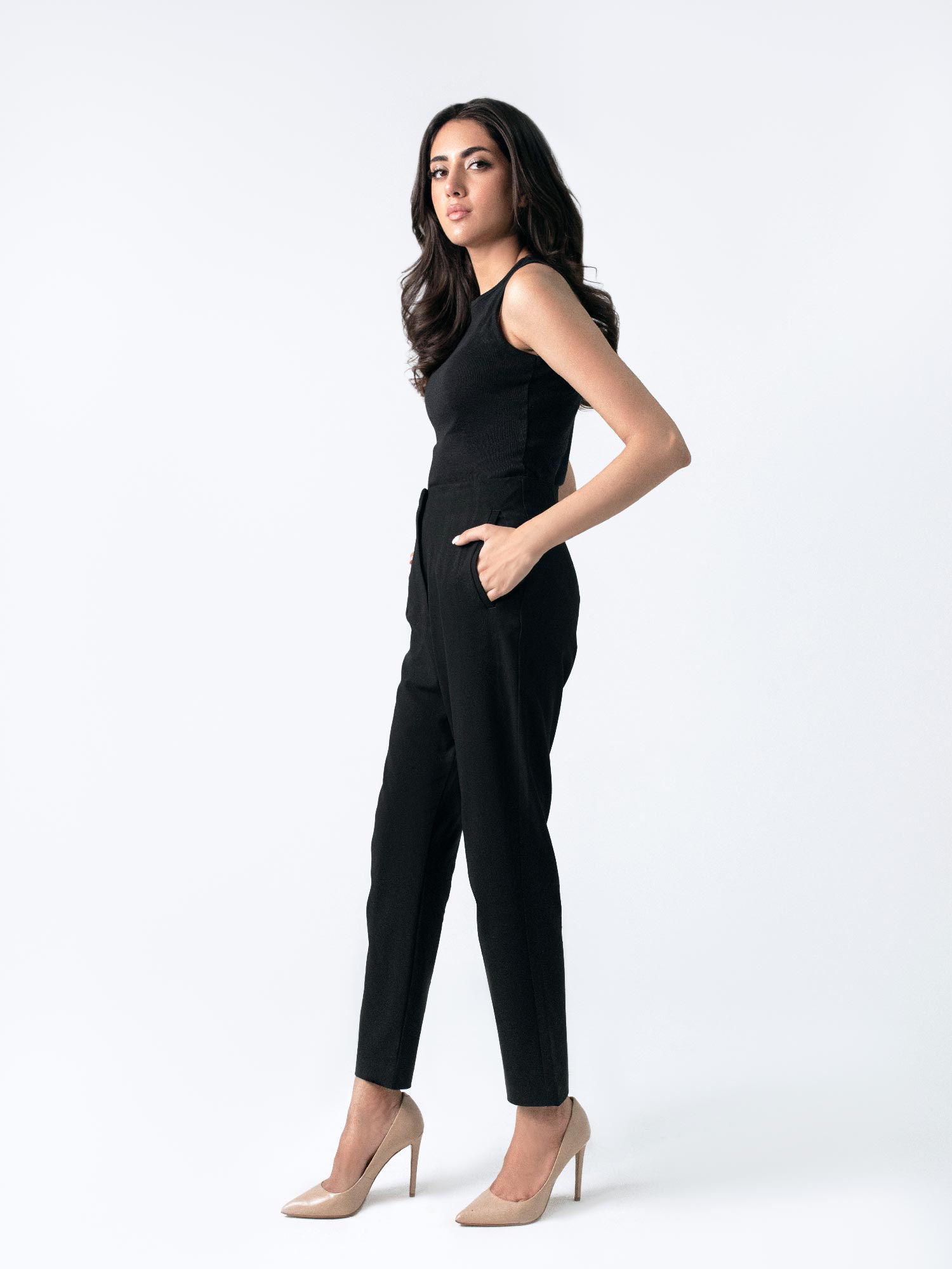 black high waisted pants women