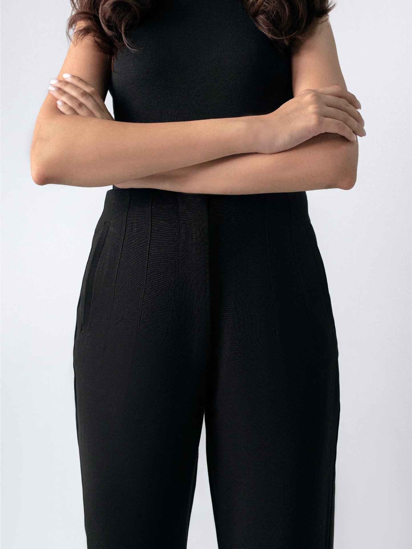 black high waisted pants women