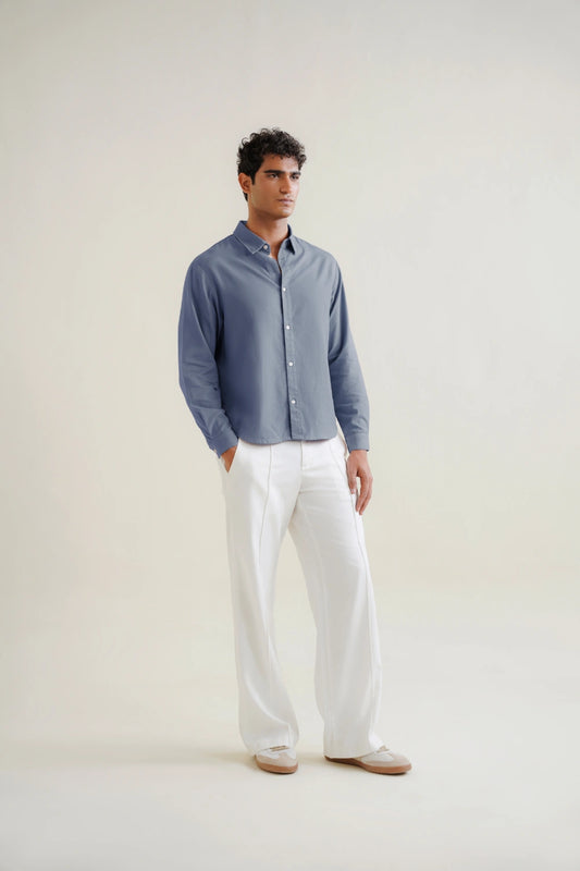 Slate blue Button down shirt