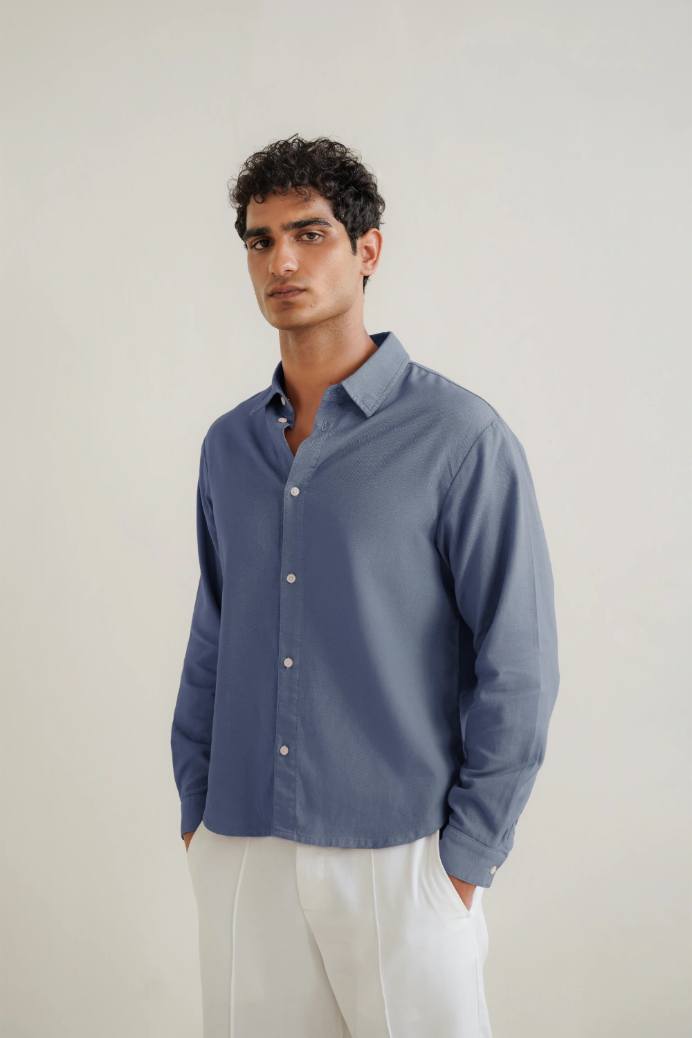 Slate blue Button down shirt-thumbmail-1