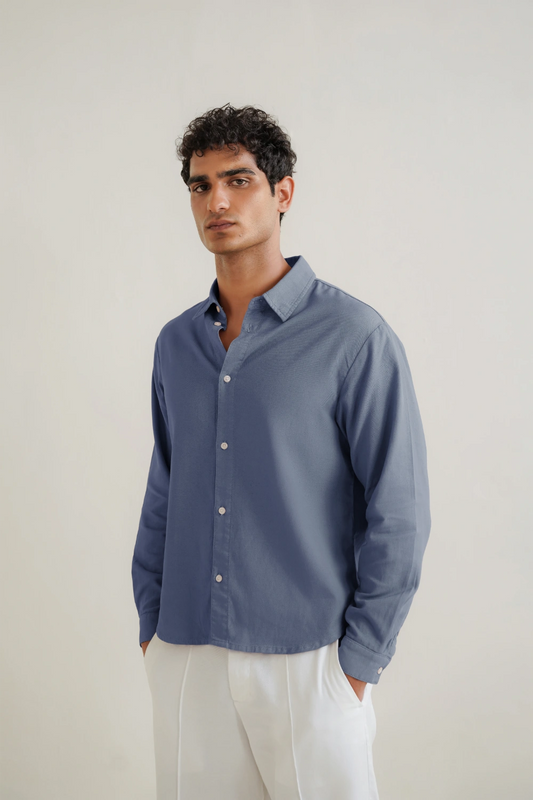 Slate blue Button down shirt