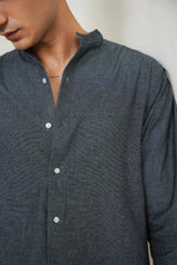 Chambray Band Collar Shirt