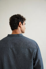 Chambray Band Collar Shirt