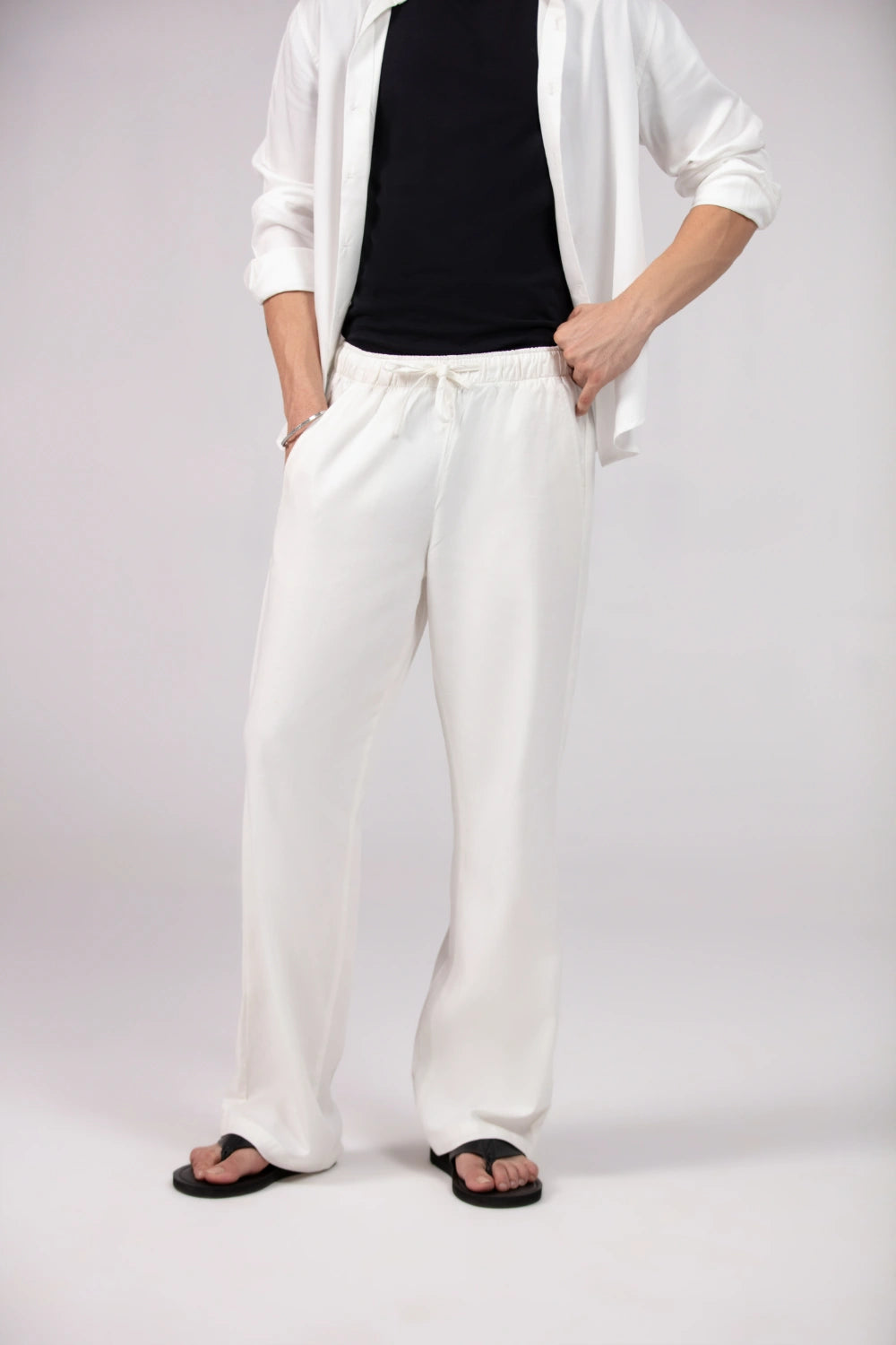 Linen Wide Leg Pants - Elasticated-thumbmail-3